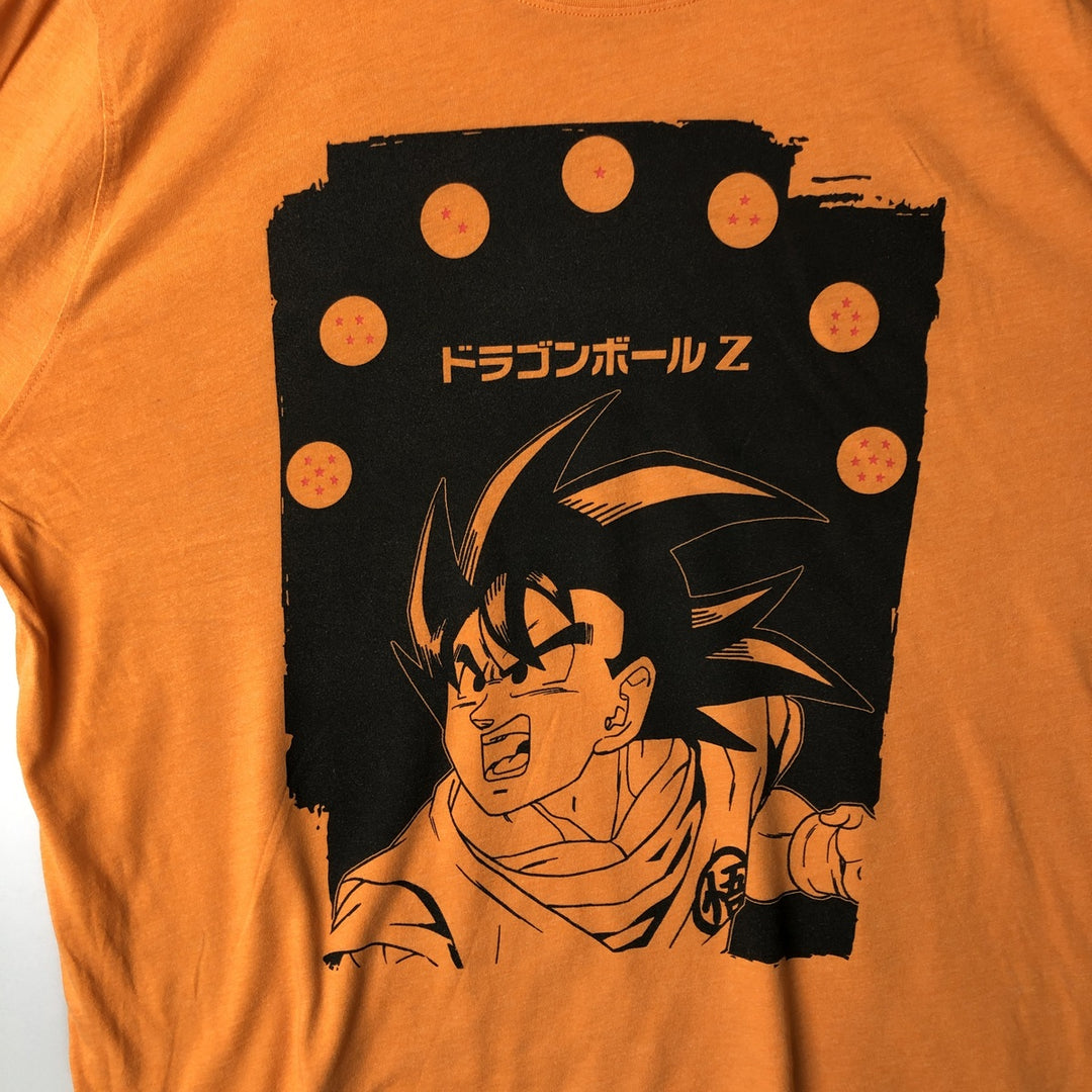 Dragon Ball Z Son Goku Anime Character Print Long Sleeve T-Shirt, Men's XXL cotton orange type Vintage Second Hand