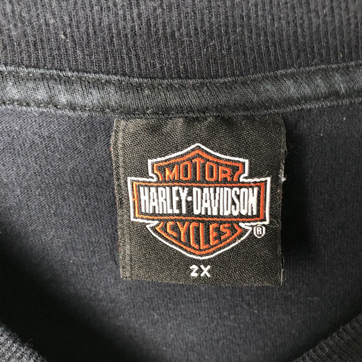 2000'S Harley-Davidson Motorcycle Long Sleeve T-Shirt, Made in USA, Men's Size XXL cotton black type Vintage Second Hand