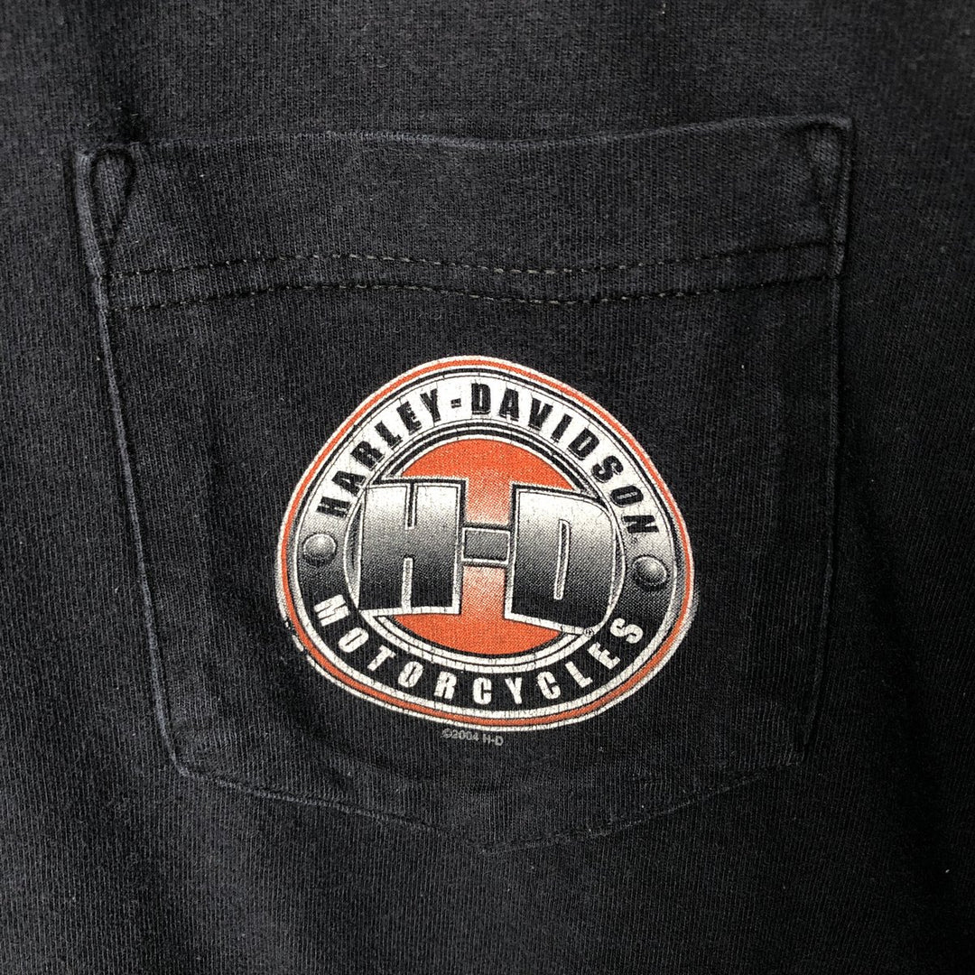 2000'S Harley-Davidson Motorcycle Long Sleeve T-Shirt, Made in USA, Men's Size XXL cotton black type Vintage Second Hand