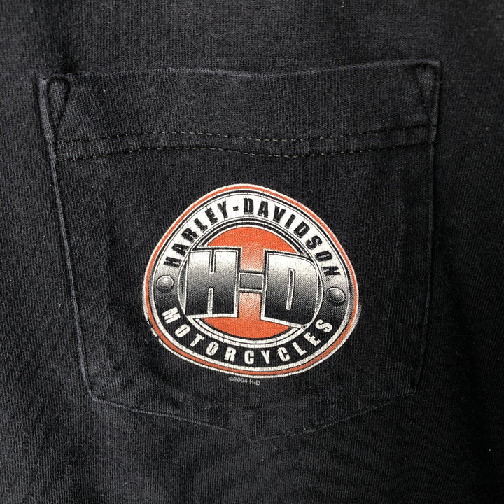 2000'S Harley-Davidson Motorcycle Long Sleeve T-Shirt, Made in USA, Men's Size XXL cotton black type Vintage Second Hand