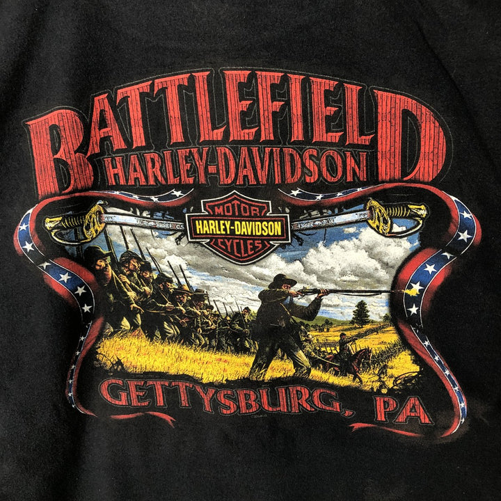 2000'S Harley-Davidson Motorcycle Long Sleeve T-Shirt, Made in USA, Men's Size XXL cotton black type Vintage Second Hand