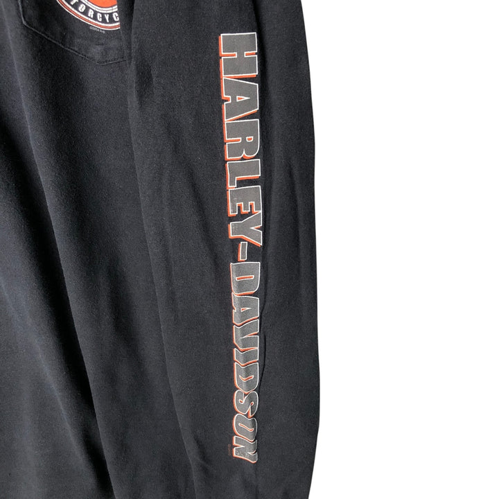 2000'S Harley-Davidson Motorcycle Long Sleeve T-Shirt, Made in USA, Men's Size XXL cotton black type Vintage Second Hand