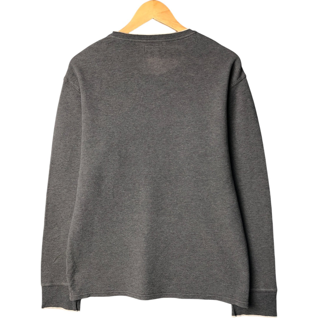 Ralph Lauren POLO RALPH LAUREN V-neck thermal long sleeve T-shirt waffle men's XL size cotton gray type Vintage Second Hand