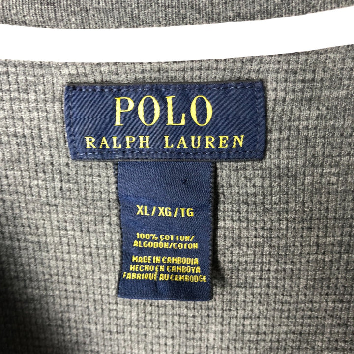 Ralph Lauren POLO RALPH LAUREN V-neck thermal long sleeve T-shirt waffle men's XL size cotton gray type Vintage Second Hand