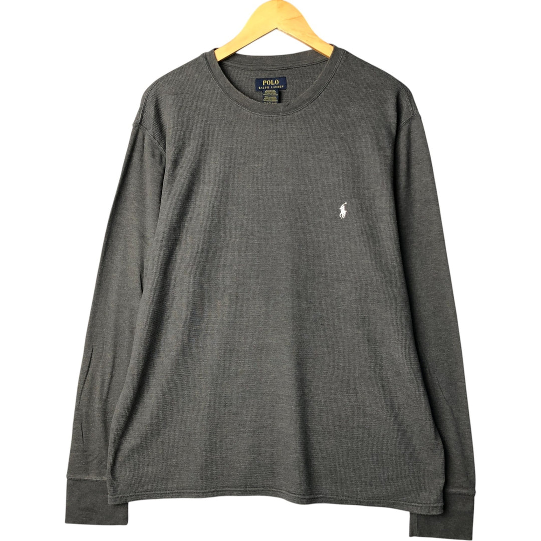 Ralph Lauren POLO RALPH LAUREN Thermal Long T-shirt, Honeycomb, Men's XL cotton gray type Vintage Second Hand