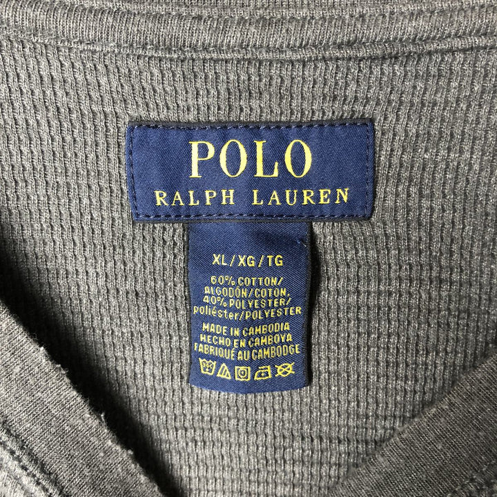 Ralph Lauren POLO RALPH LAUREN Thermal Long T-shirt, Honeycomb, Men's XL cotton gray type Vintage Second Hand