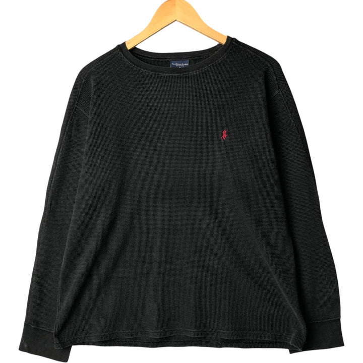 Ralph Lauren POLO RALPH LAUREN SLEEPWEAR Thermal Long T-shirt Waffle Men's XL cotton black type Vintage Second Hand