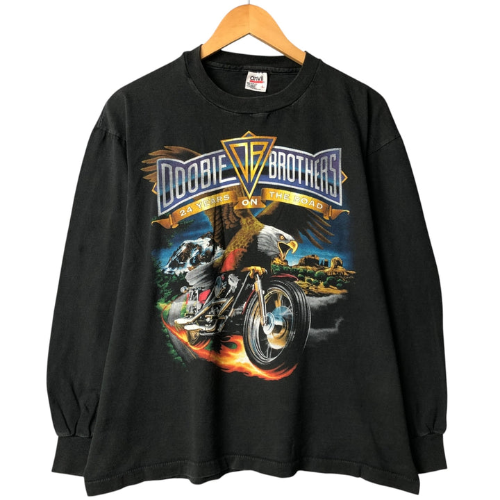 90'S Anvil Eagle Pattern Long Sleeve T-Shirt, Made in USA, Men's Size L, Vintage cotton black type Vintage Second Hand