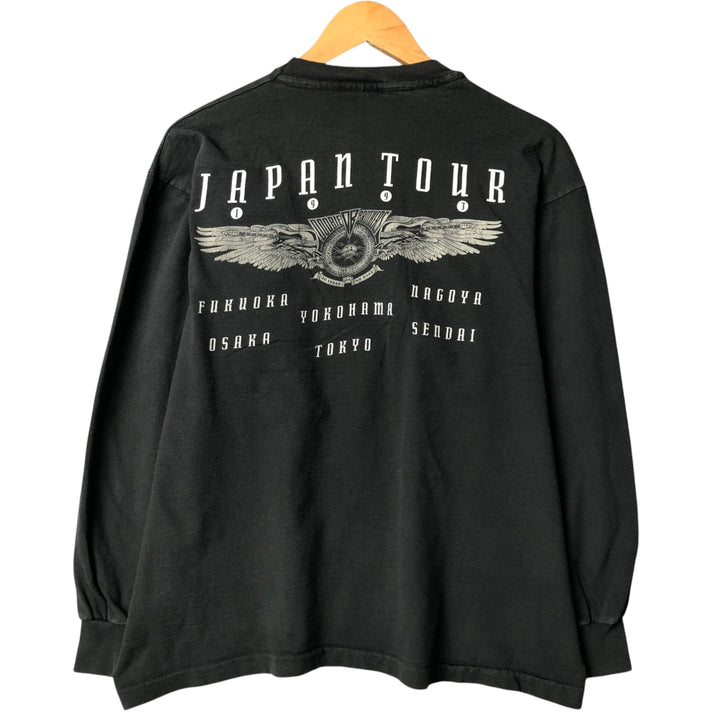 90'S Anvil Eagle Pattern Long Sleeve T-Shirt, Made in USA, Men's Size L, Vintage cotton black type Vintage Second Hand