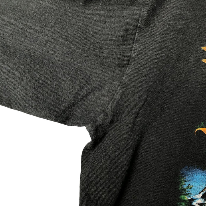 90'S Anvil Eagle Pattern Long Sleeve T-Shirt, Made in USA, Men's Size L, Vintage cotton black type Vintage Second Hand