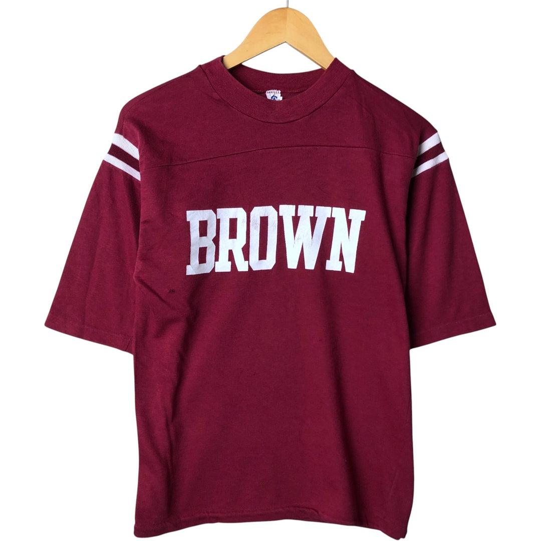Vintage 1980'S ALTEX College 5/8 Sleeve Long Sleeve T-Shirt, Made in USA, Men's Size Medium cotton red type reddish brown Vintage Second Hand