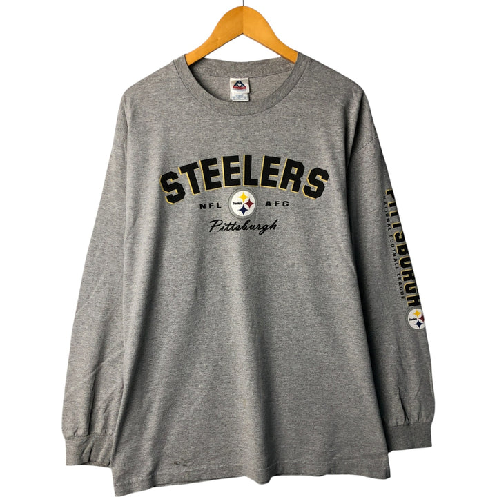 ALSTYLE NFL PITTSBURGH STEELERS Long Sleeve T-Shirt, Men's XL cotton gray type Vintage Second Hand