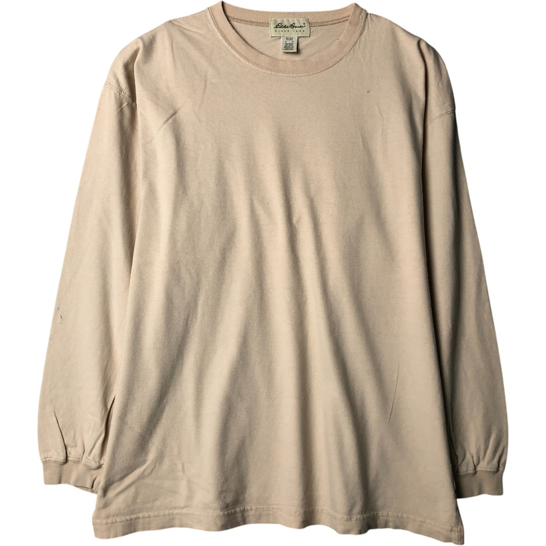 90'S Eddie Bauer long-sleeved T-shirt, Made in USA, Men's Size Medium, Vintage cotton ivory Vintage Second Hand