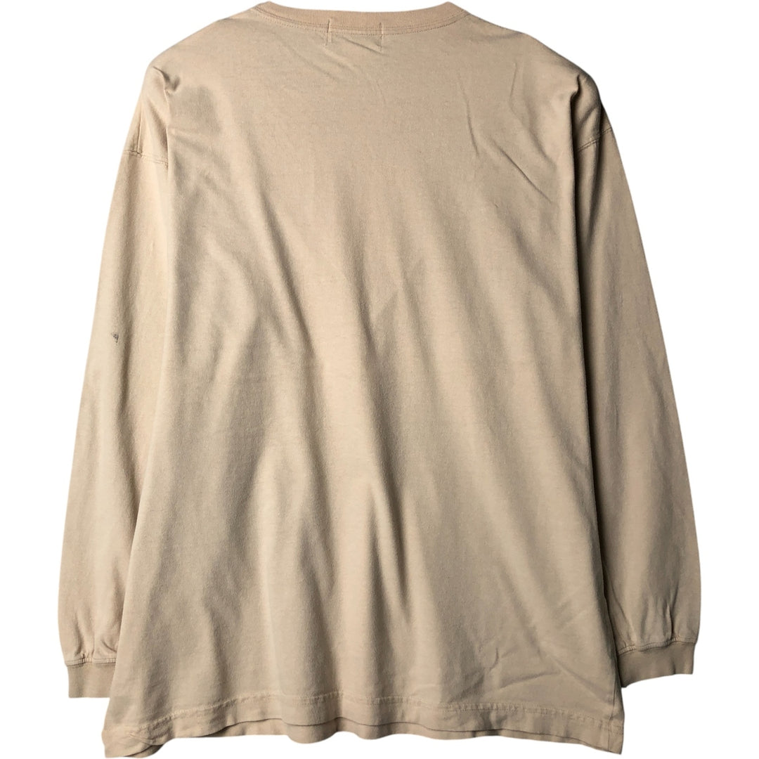 90'S Eddie Bauer long-sleeved T-shirt, Made in USA, Men's Size Medium, Vintage cotton ivory Vintage Second Hand