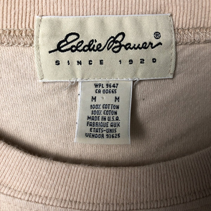 90'S Eddie Bauer long-sleeved T-shirt, Made in USA, Men's Size Medium, Vintage cotton ivory Vintage Second Hand