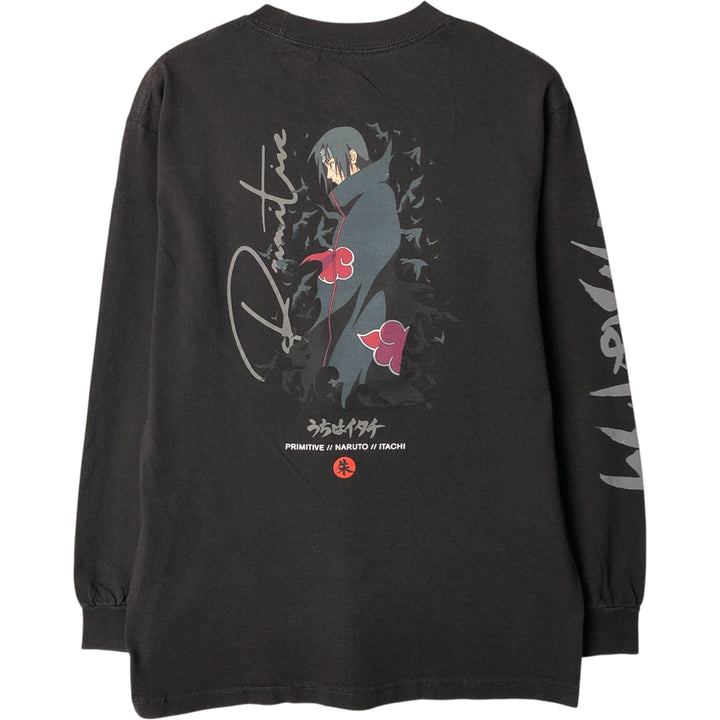 Primitive NARUTO Shippuden Uchiha Itachi Anime Long Sleeve T-Shirt, Men's Size Medium cotton black type Vintage Second Hand