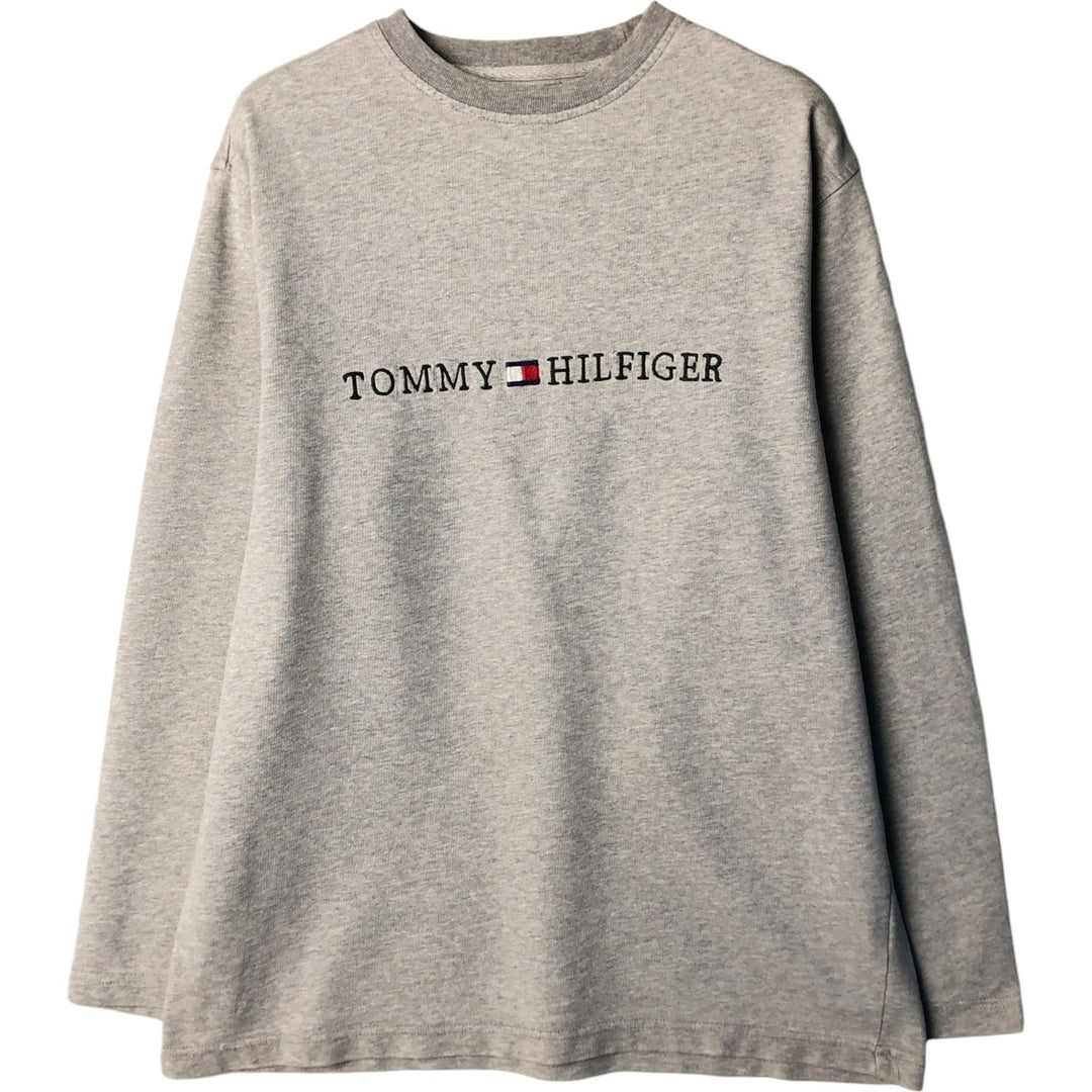 Vintage 90s-00'S Tommy Hilfiger long-sleeved T-shirt, size M, men's cotton gray type Vintage Second Hand
