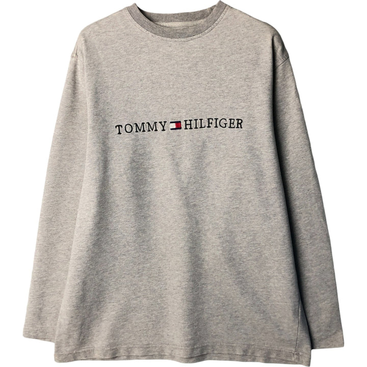 Vintage 90s-00'S Tommy Hilfiger long-sleeved T-shirt, size M, men's cotton gray type Vintage Second Hand