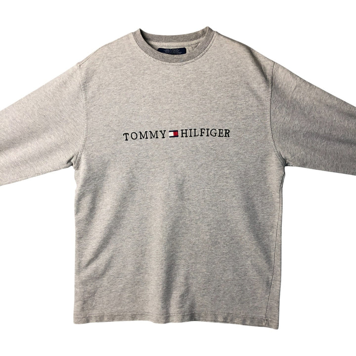 Vintage 90s-00'S Tommy Hilfiger long-sleeved T-shirt, size M, men's cotton gray type Vintage Second Hand