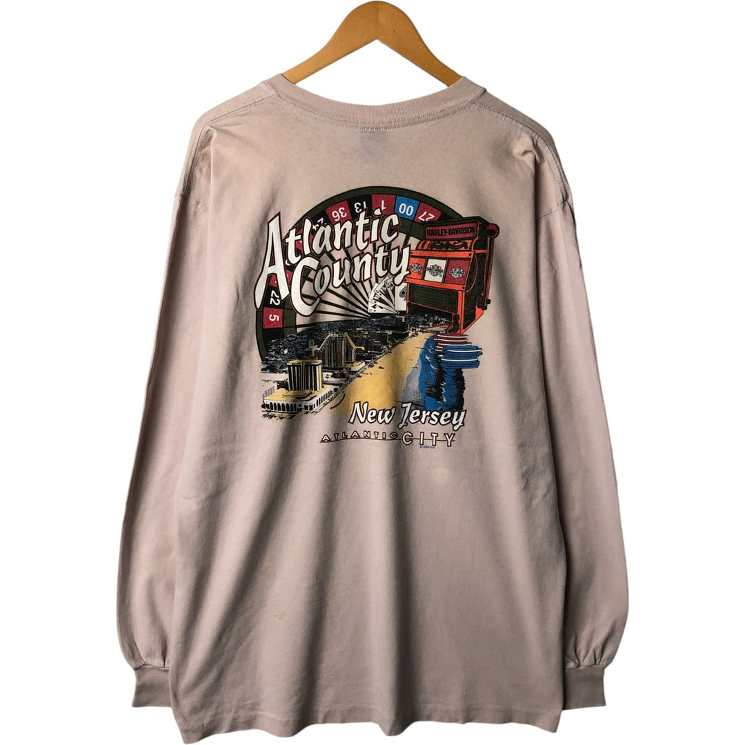 Vintage 90'S Harley-Davidson Eagle Pattern Motorcycle Long Sleeve T-Shirt, Made in USA, Men's Size XL cotton Beige type Vintage Second Hand