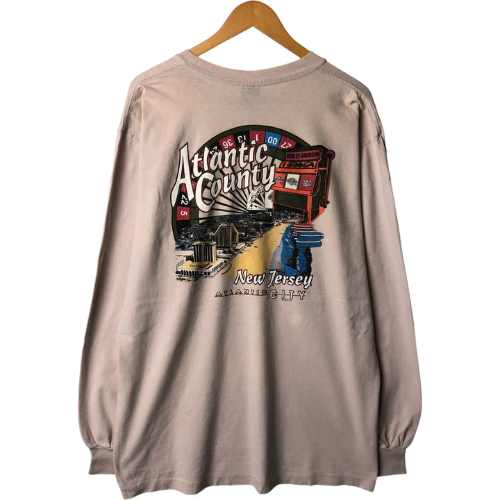Vintage 90'S Harley-Davidson Eagle Pattern Motorcycle Long Sleeve T-Shirt, Made in USA, Men's Size XL cotton Beige type Vintage Second Hand