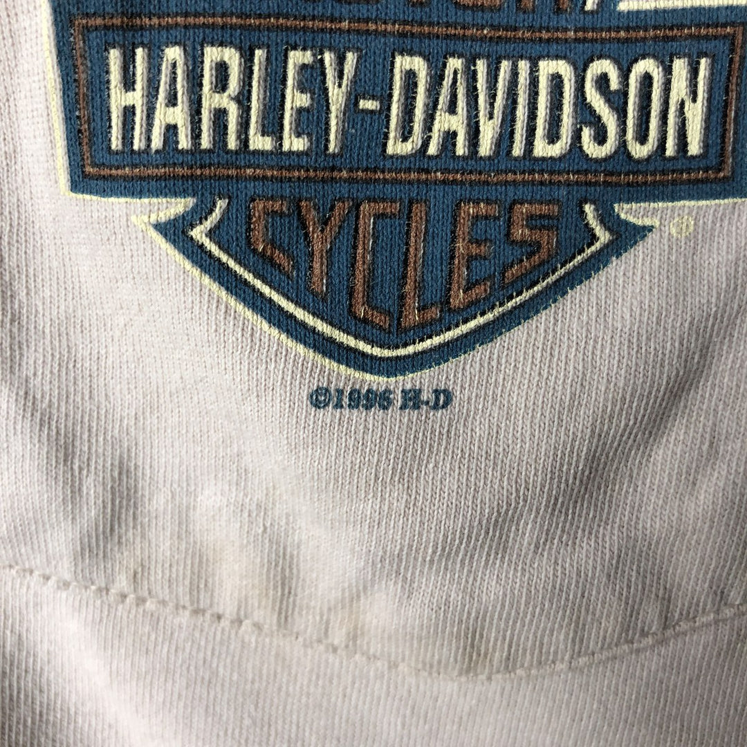 Vintage 90'S Harley-Davidson Eagle Pattern Motorcycle Long Sleeve T-Shirt, Made in USA, Men's Size XL cotton Beige type Vintage Second Hand