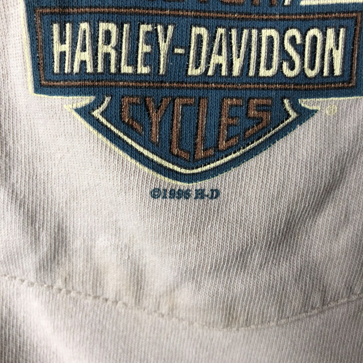 Vintage 90'S Harley-Davidson Eagle Pattern Motorcycle Long Sleeve T-Shirt, Made in USA, Men's Size XL cotton Beige type Vintage Second Hand