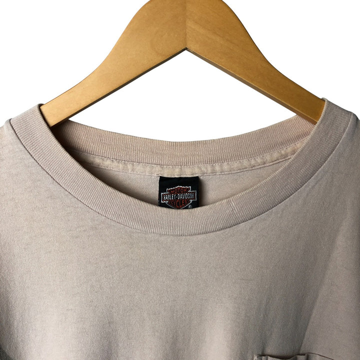 Vintage 90'S Harley-Davidson Eagle Pattern Motorcycle Long Sleeve T-Shirt, Made in USA, Men's Size XL cotton Beige type Vintage Second Hand