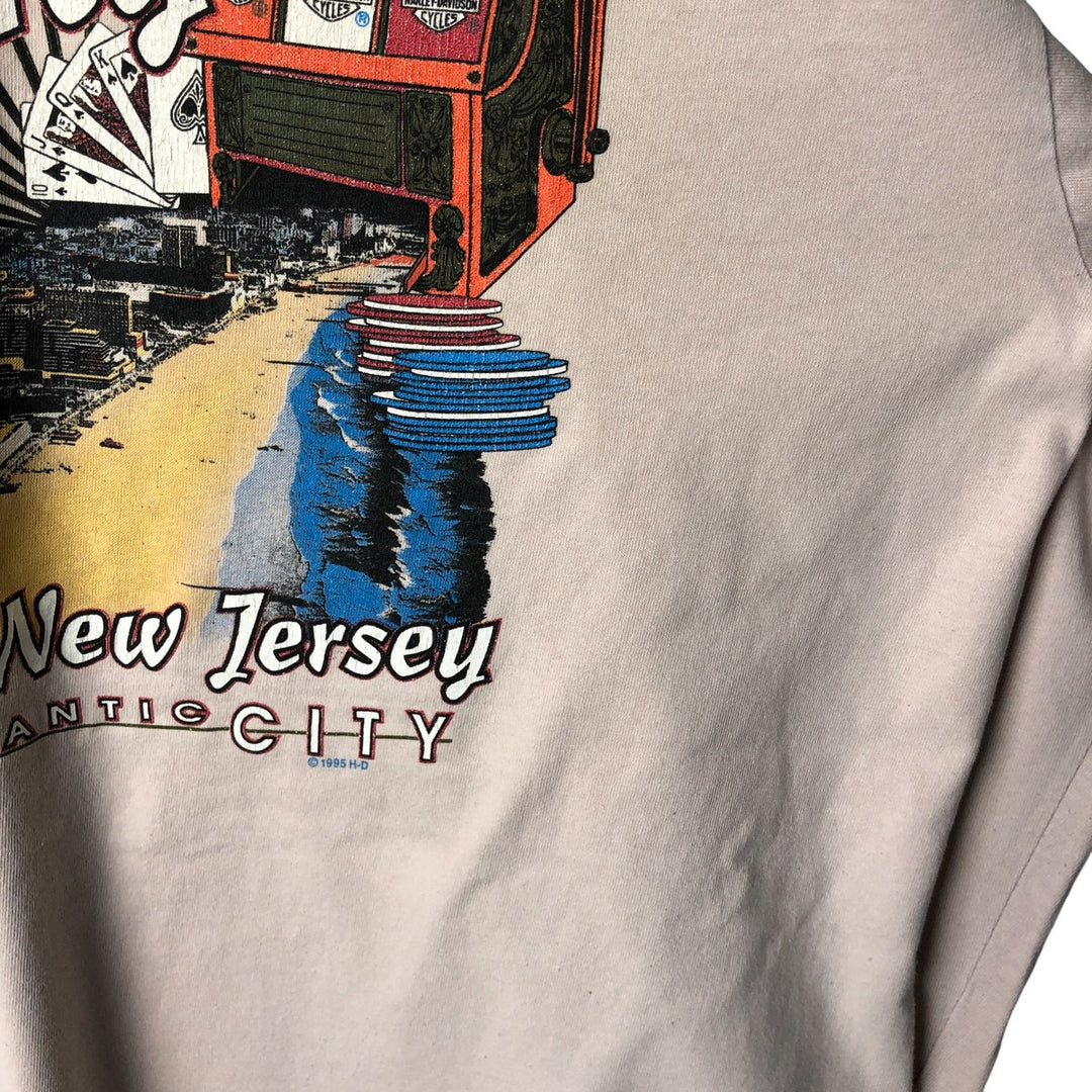 Vintage 90'S Harley-Davidson Eagle Pattern Motorcycle Long Sleeve T-Shirt, Made in USA, Men's Size XL cotton Beige type Vintage Second Hand