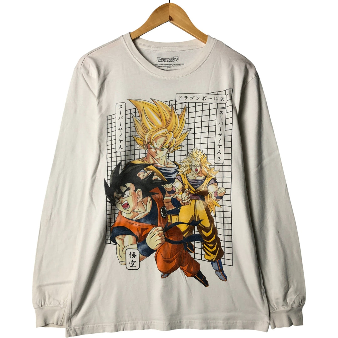 DRAGONBALL Z Dragon Ball Z character print long T-shirt long T men's M size cotton white type Vintage Second Hand