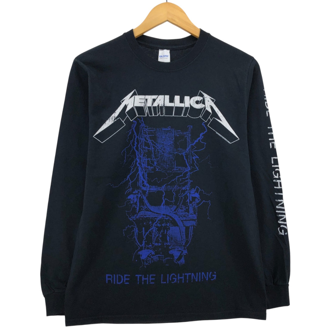 Gildan Metallica Long Sleeve T-Shirt, Men's Size Small cotton black type Vintage Second Hand