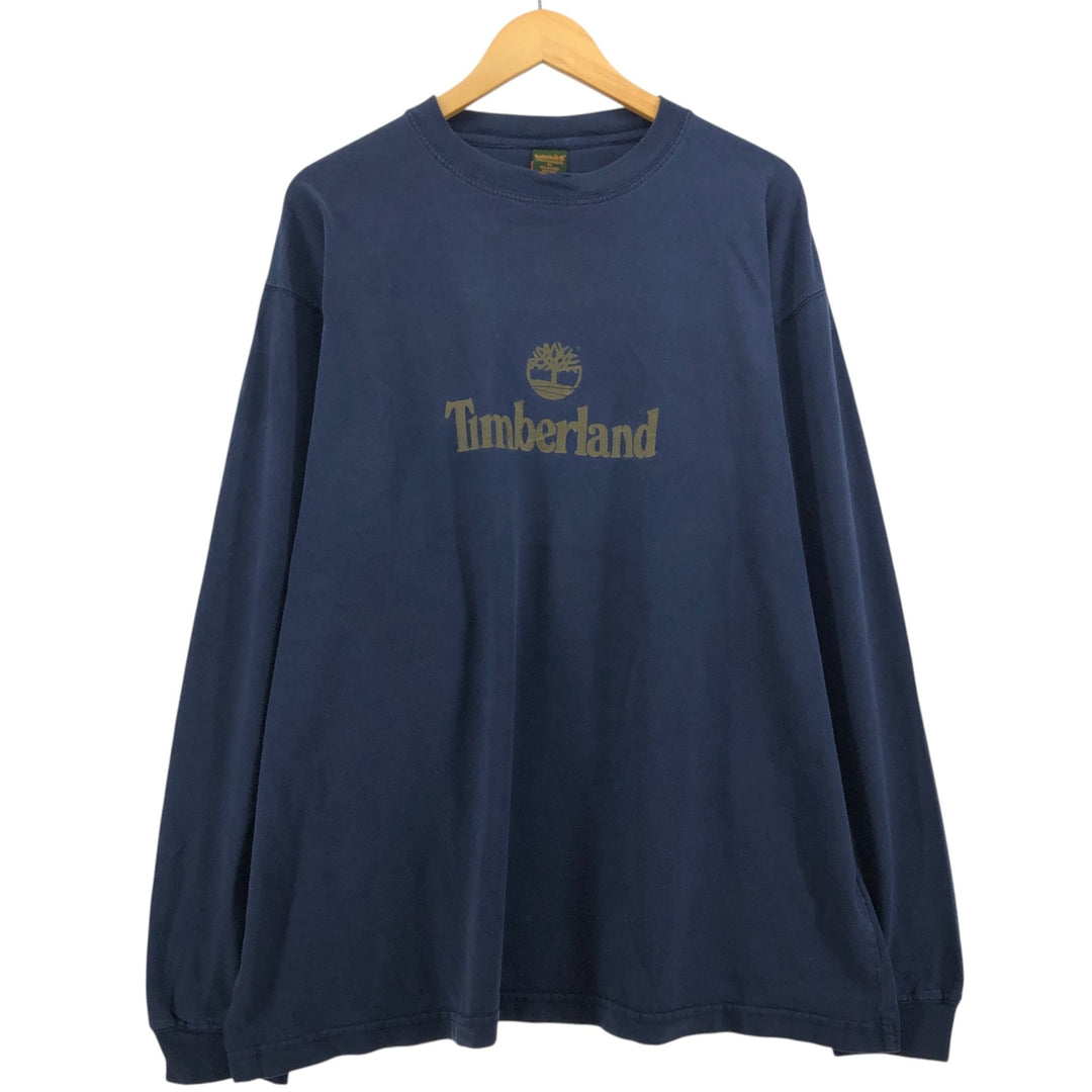 90s-00'S Timberland WEATHERGEAR Long Sleeve T-Shirt, Men's XL cotton navy blue type Vintage Second Hand