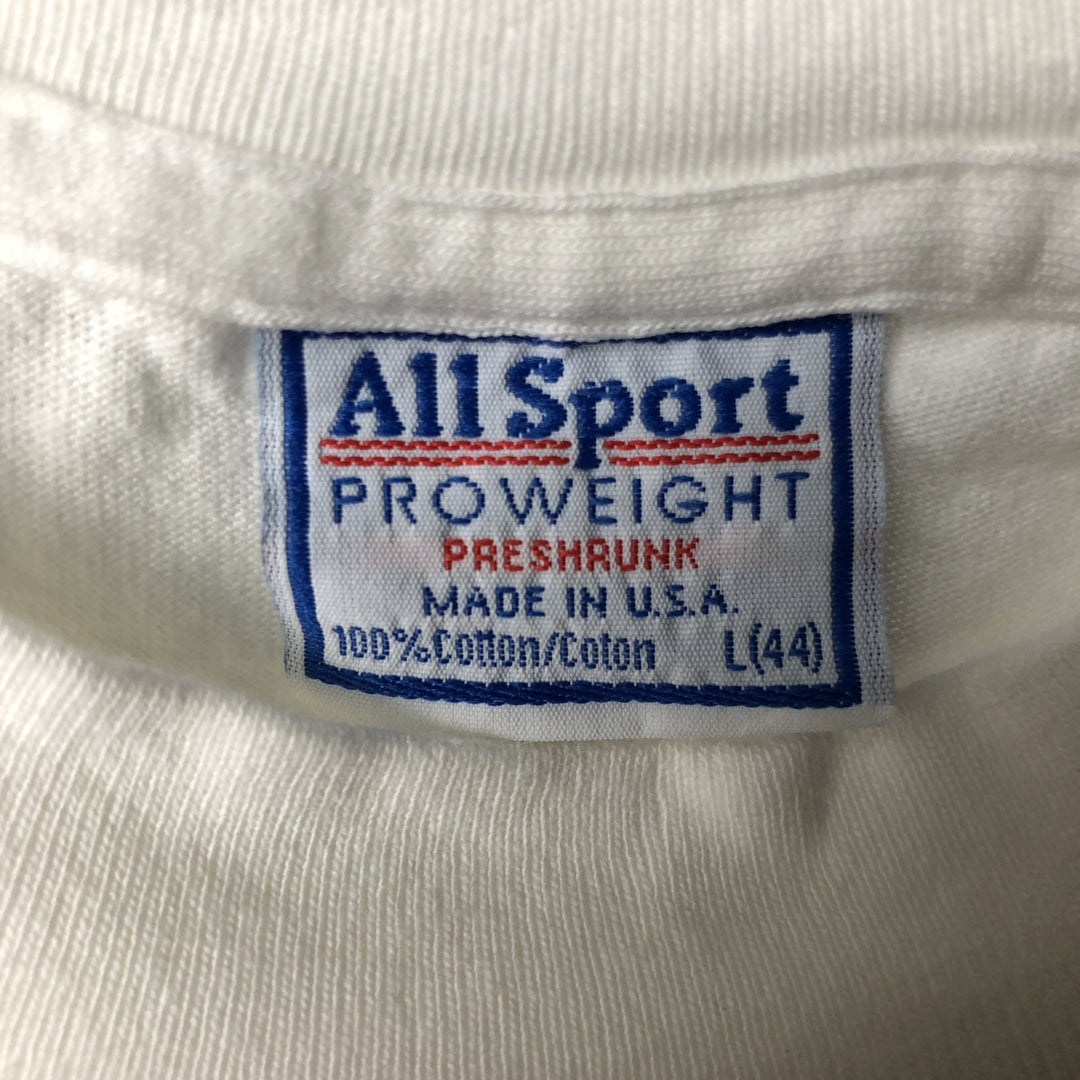 All Sport PROWEIGHT Long Sleeve T-Shirt, Made in USA, Men's Size L cotton white type Vintage Second Hand