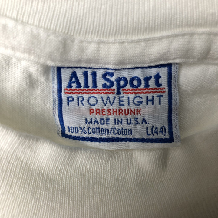 All Sport PROWEIGHT Long Sleeve T-Shirt, Made in USA, Men's Size L cotton white type Vintage Second Hand