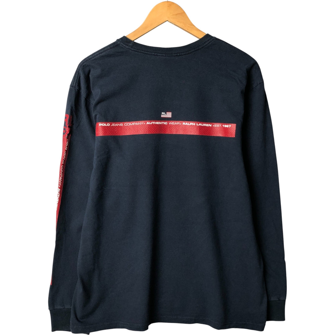 2000'S Ralph Lauren Polo Jeans Company long-sleeved T-shirt, men's size L cotton navy blue type Vintage Second Hand