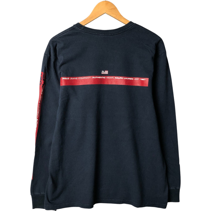 2000'S Ralph Lauren Polo Jeans Company long-sleeved T-shirt, men's size L cotton navy blue type Vintage Second Hand