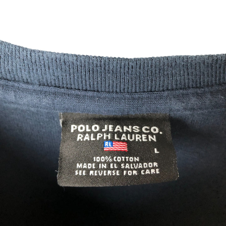 2000'S Ralph Lauren Polo Jeans Company long-sleeved T-shirt, men's size L cotton navy blue type Vintage Second Hand