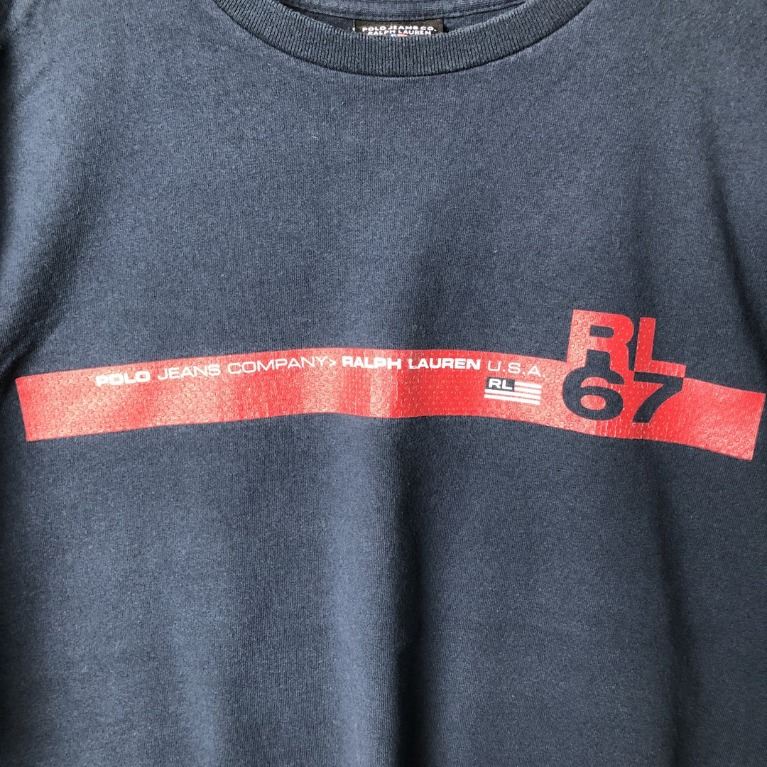 2000'S Ralph Lauren Polo Jeans Company long-sleeved T-shirt, men's size L cotton navy blue type Vintage Second Hand