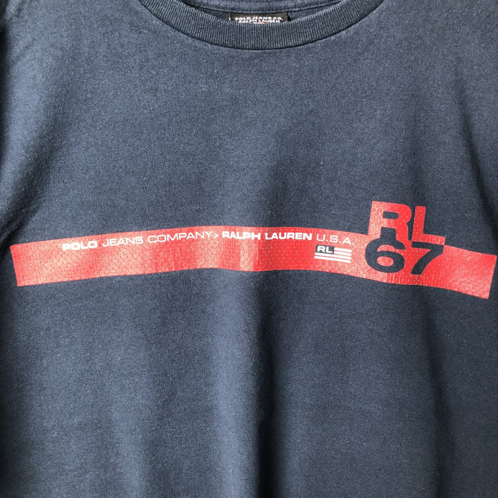 2000'S Ralph Lauren Polo Jeans Company long-sleeved T-shirt, men's size L cotton navy blue type Vintage Second Hand