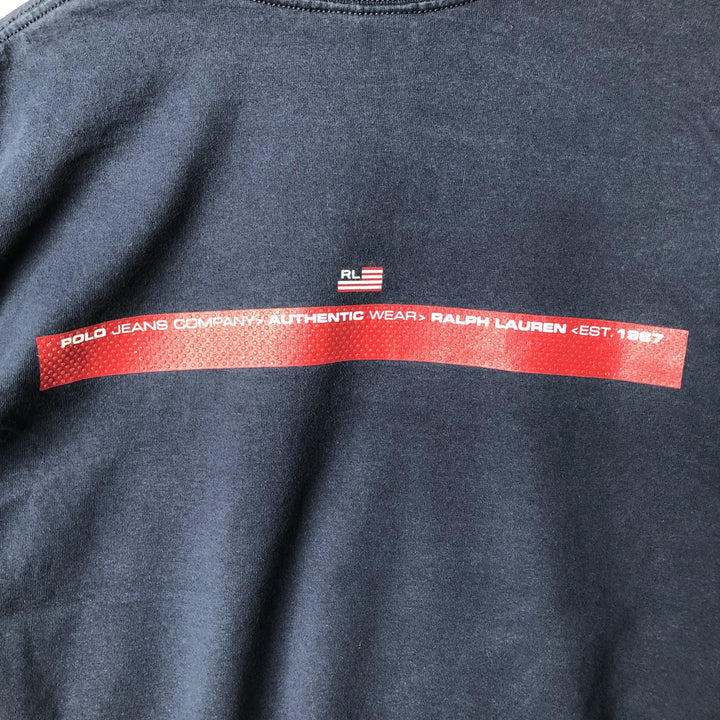 2000'S Ralph Lauren Polo Jeans Company long-sleeved T-shirt, men's size L cotton navy blue type Vintage Second Hand