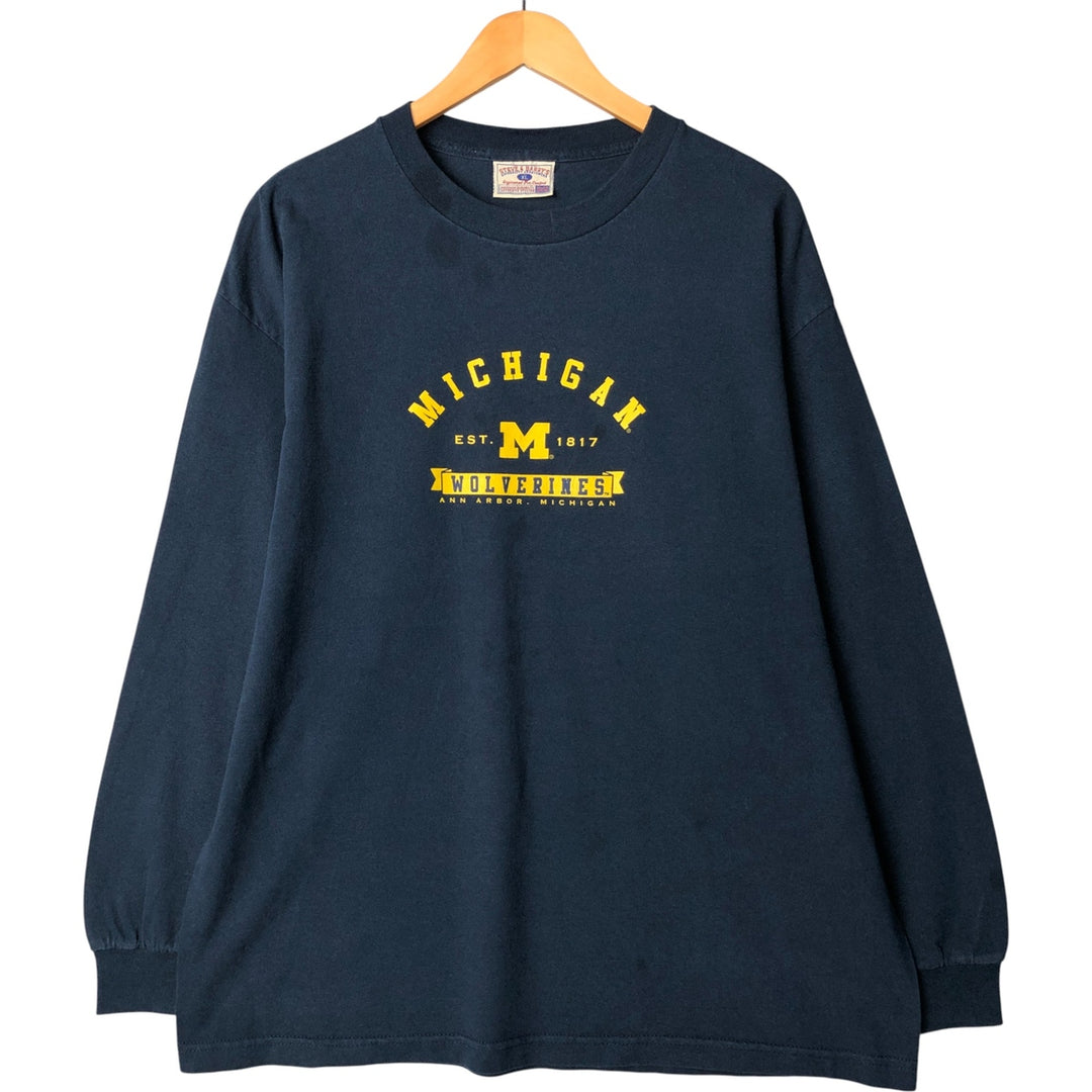 Steve and Barry's University of Michigan Long Sleeve T-Shirt, Men's XL cotton navy blue type Vintage Second Hand
