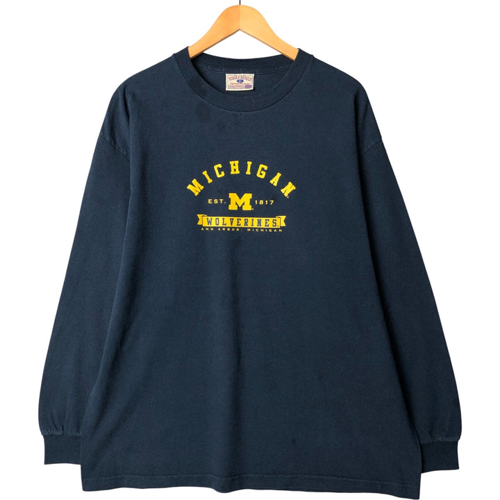Steve and Barry's University of Michigan Long Sleeve T-Shirt, Men's XL cotton navy blue type Vintage Second Hand