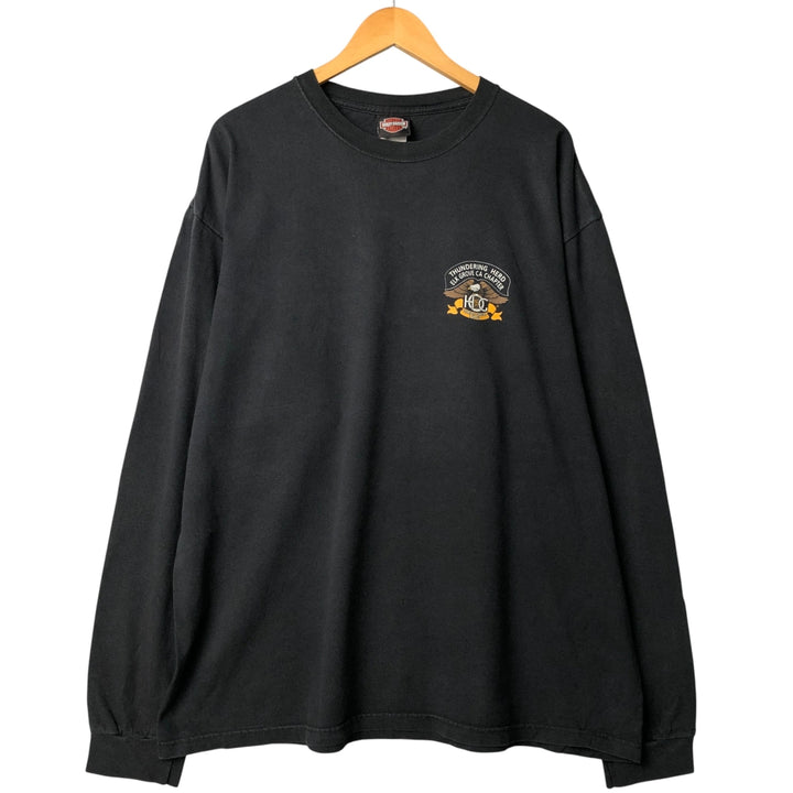 Harley-Davidson Eagle Pattern Motorcycle Long Sleeve T-Shirt, Made in USA, Men's XXL cotton black type Vintage Second Hand
