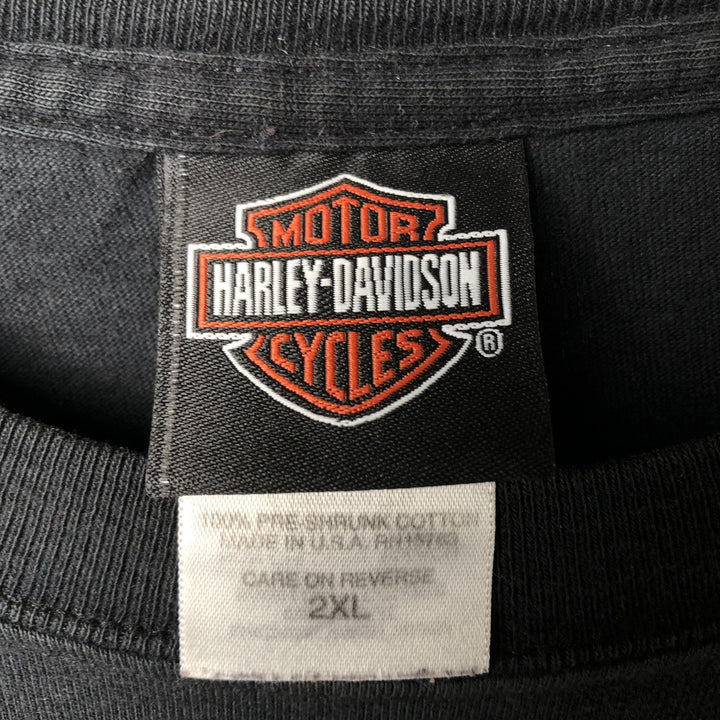 Harley-Davidson Eagle Pattern Motorcycle Long Sleeve T-Shirt, Made in USA, Men's XXL cotton black type Vintage Second Hand