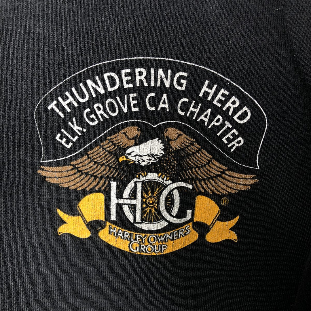 Harley-Davidson Eagle Pattern Motorcycle Long Sleeve T-Shirt, Made in USA, Men's XXL cotton black type Vintage Second Hand