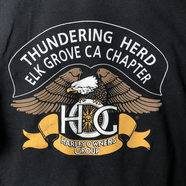 Harley-Davidson Eagle Pattern Motorcycle Long Sleeve T-Shirt, Made in USA, Men's XXL cotton black type Vintage Second Hand