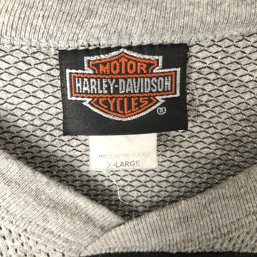 Vintage 90'S Harley-Davidson Marlin Pattern 3/4 Sleeve Motorcycle T-Shirt, Made in USA, Men's XL cotton black type Vintage Second Hand
