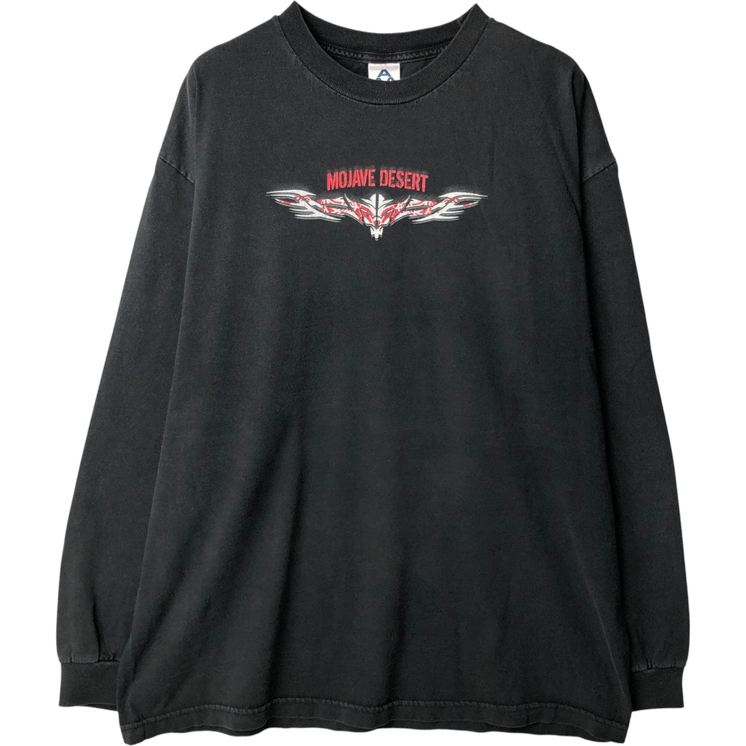 ALSTYLE Skull Pattern Long Sleeve T-Shirt, Men's XL cotton black type Vintage Second Hand