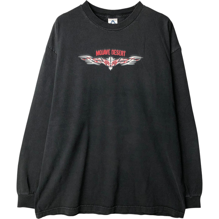 ALSTYLE Skull Pattern Long Sleeve T-Shirt, Men's XL cotton black type Vintage Second Hand