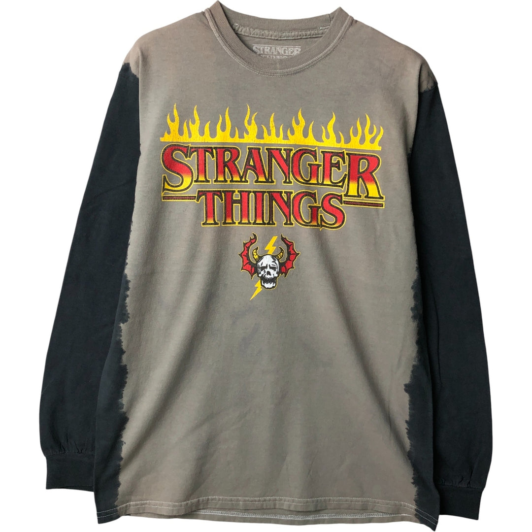 STRANGER THINGS Movie Long Sleeve T-Shirt, Men's Size Medium cotton Khaki type Vintage Second Hand